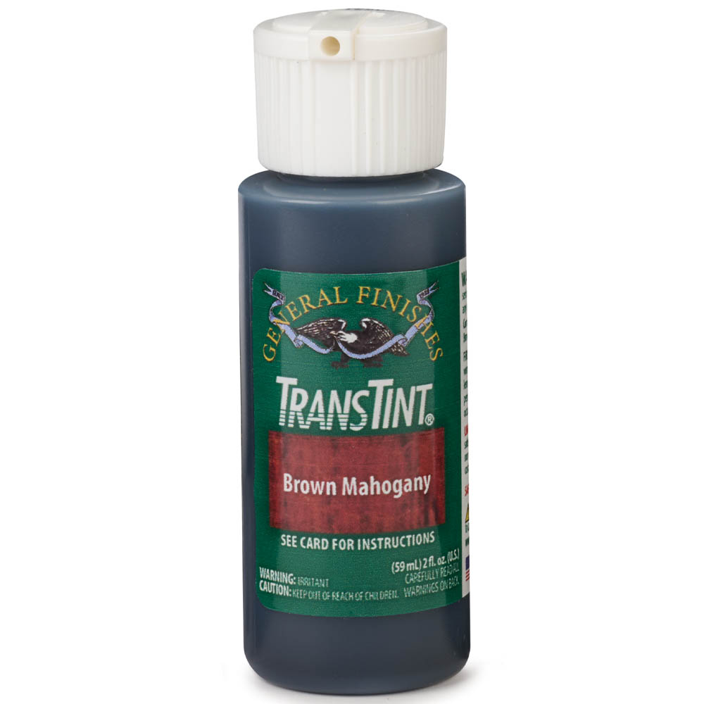 product: General Finishes TransTint Wood Dye Stain - Alcohol/Water Soluble - 6008 - Brown Mahogany - 2 oz shown
