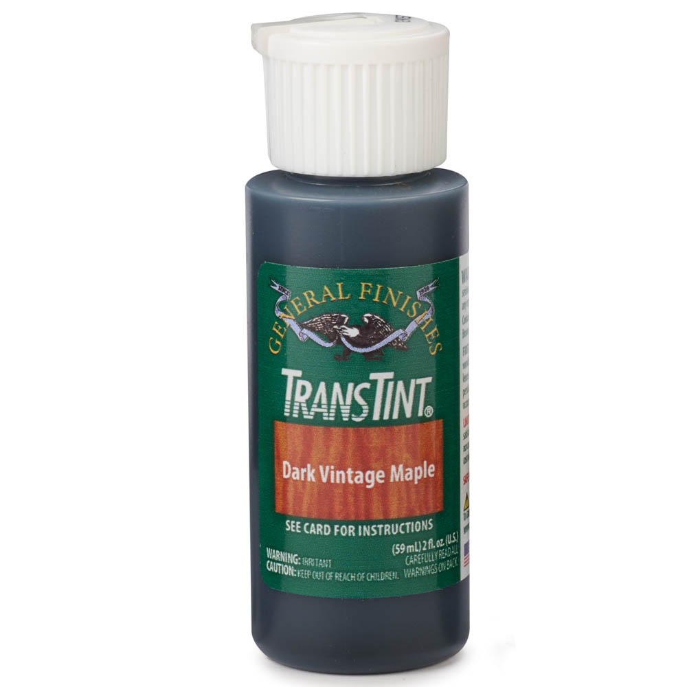 product: General Finishes TransTint Wood Dye Stain - Alcohol/Water Soluble - 6009 - Dark Vintage Maple - 2 oz shown