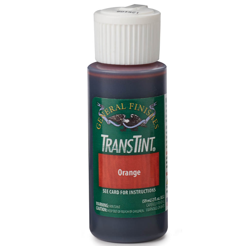 product: General Finishes TransTint Wood Dye Stain - Alcohol/Water Soluble - 6025 - Orange - 2 oz shown