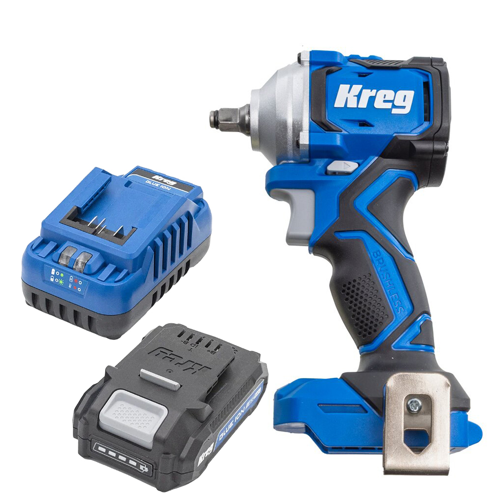 product: Kreg Ionic Drive 3/8” Compact Impact Wrench - 20V With 2AH Battery and Charger Kit shown