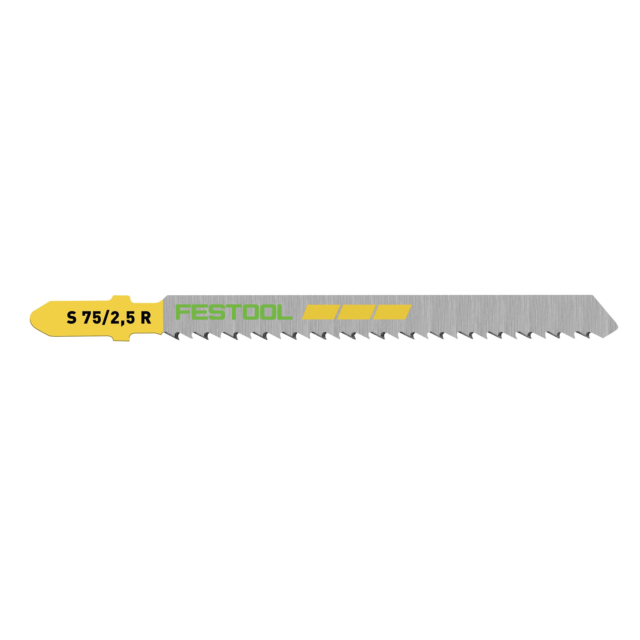 product: Festool Fine Cut Wood Reverse Cut Jigsaw Blade, 75mm L, 2.5 pitch, 5 pack shown
