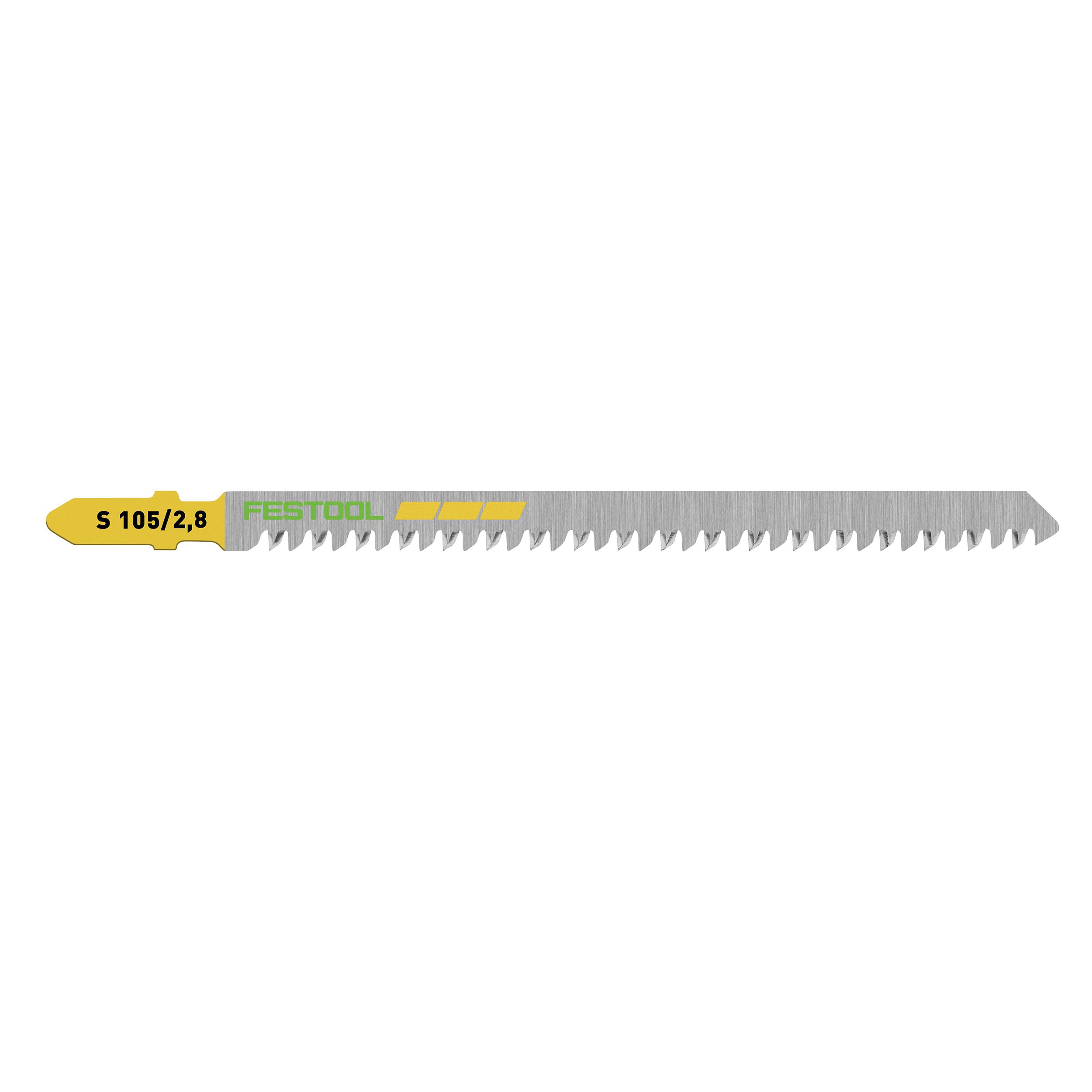 product: Festool Straight Cut Wood Jigsaw Blade, 105mm L, 2.8 pitch, 5 pack shown
