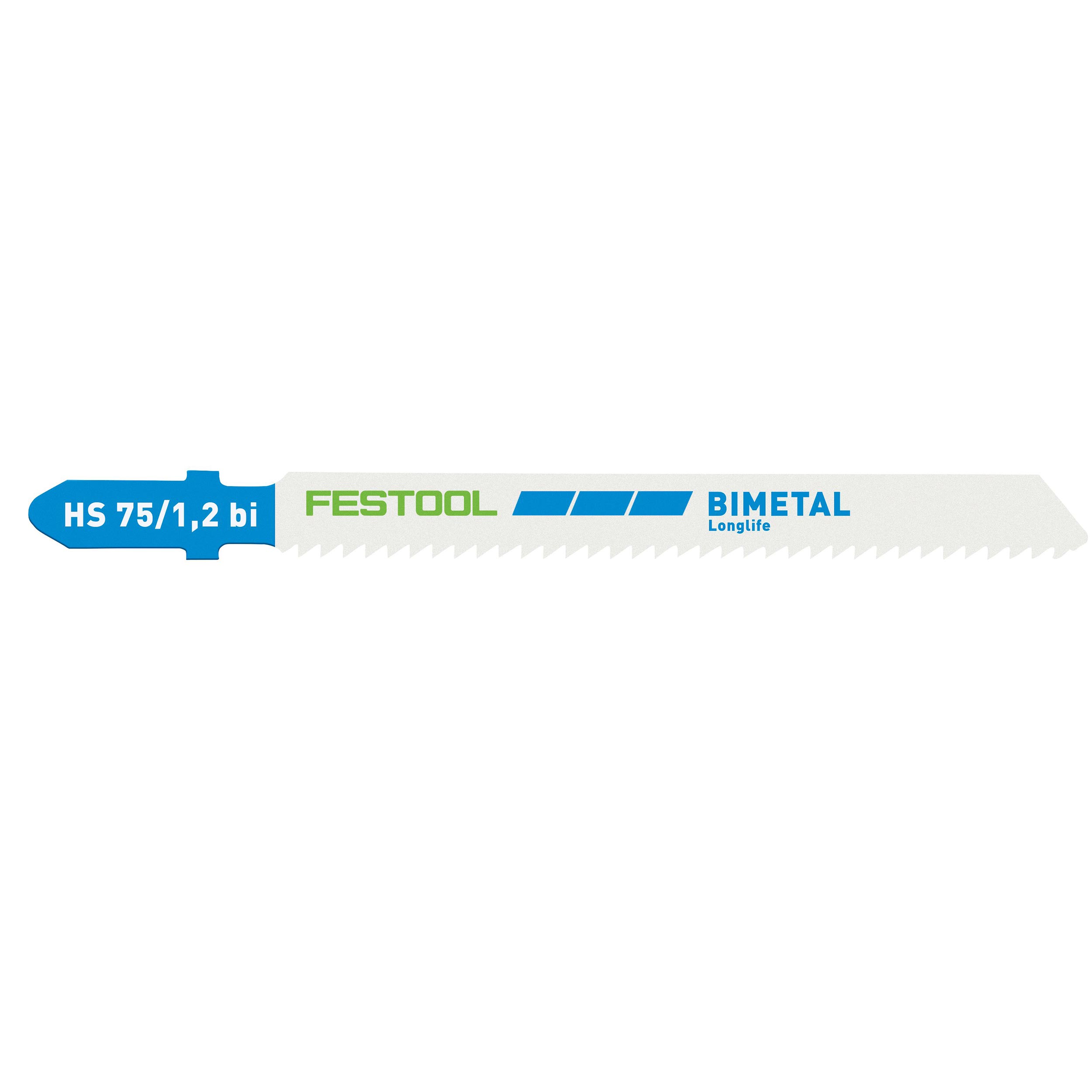 product: Festool Steel/Stainless Steel Metal Cutting Jigsaw Blades, 75mm L, 1.2 pitch, 5 pack shown