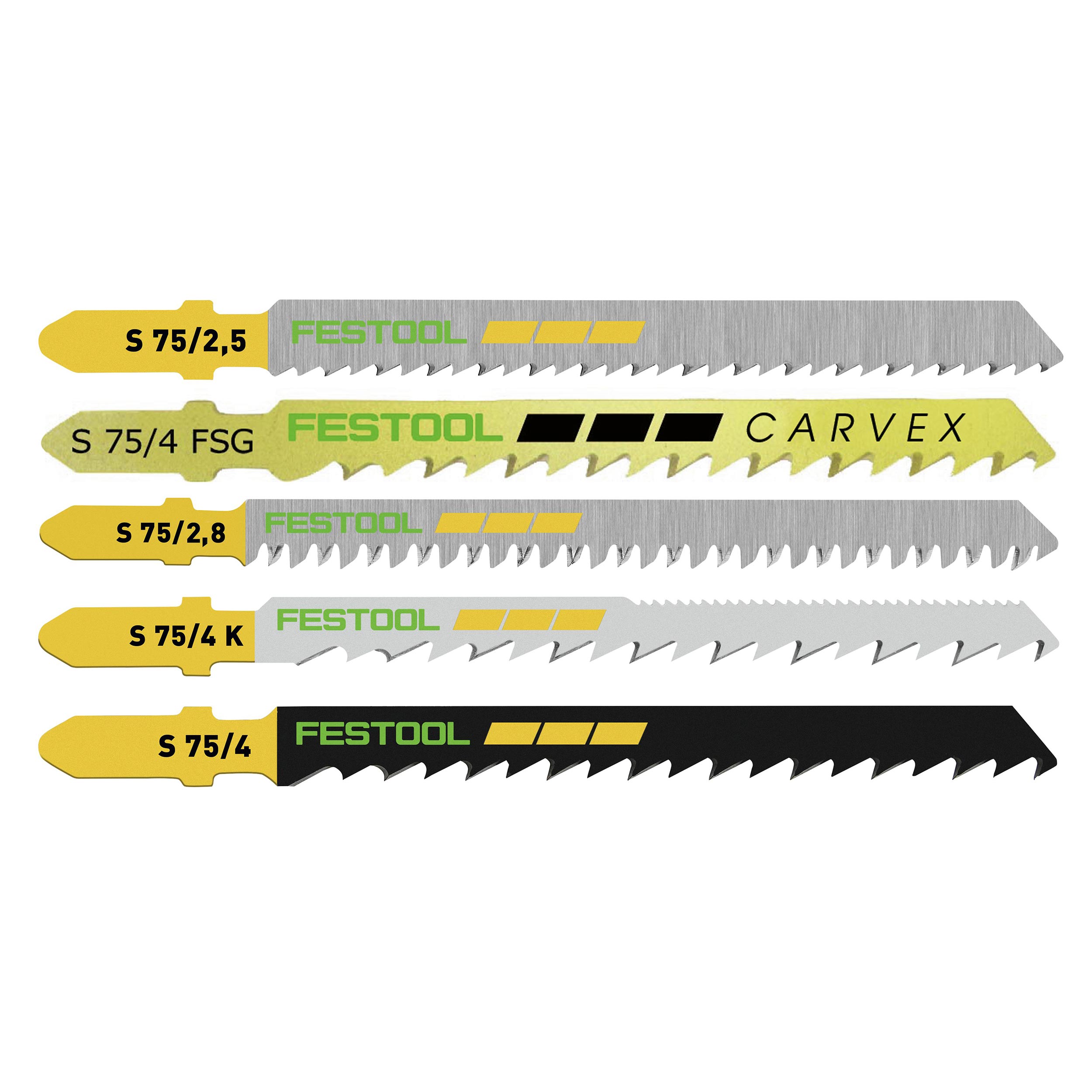 product: Festool Wood Cutting Jigsaw Blade Set, 25 pack shown