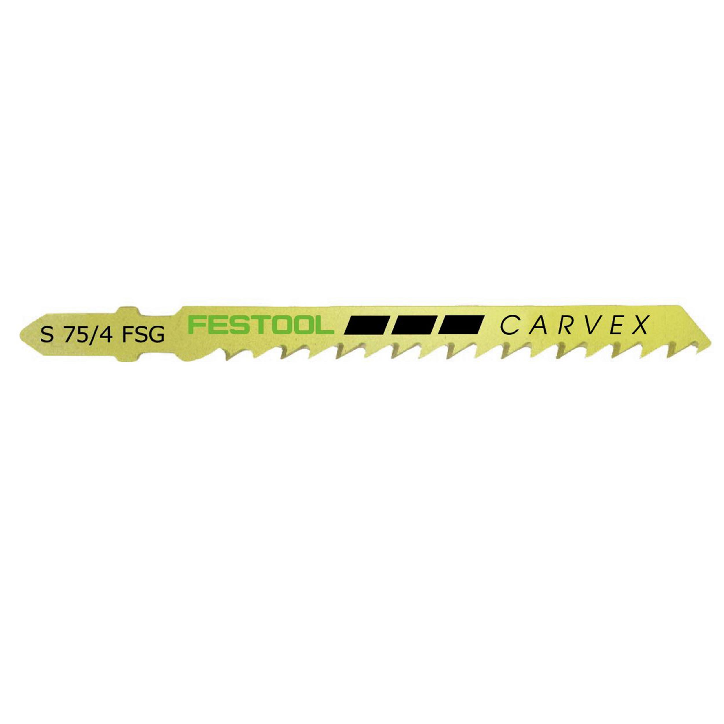 product: Festool Universal Wood Jigsaw Blades, 75mm L, 4 FSG pitch, 5 pack shown