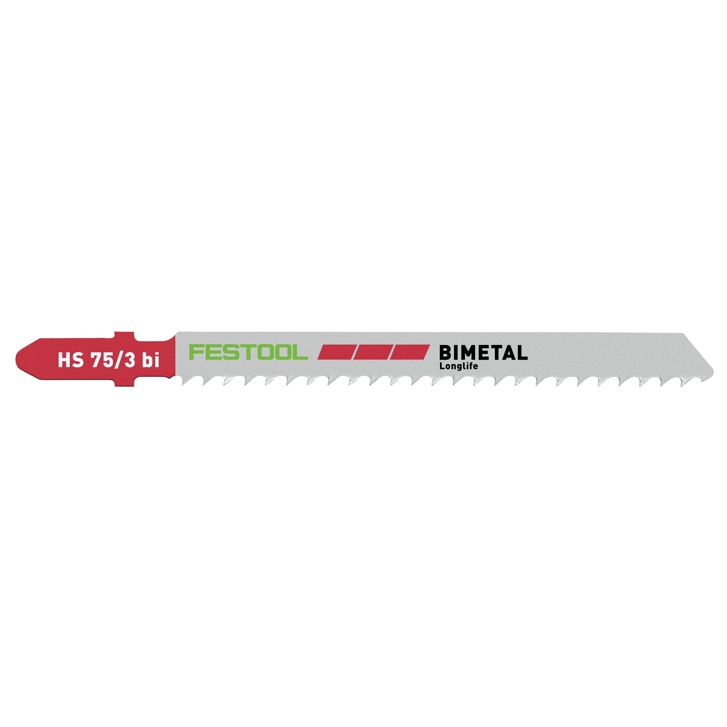 product: Festool Solid Material Plastics Jigsaw Blades, 75mm L, 3 pitch, 5 pack shown