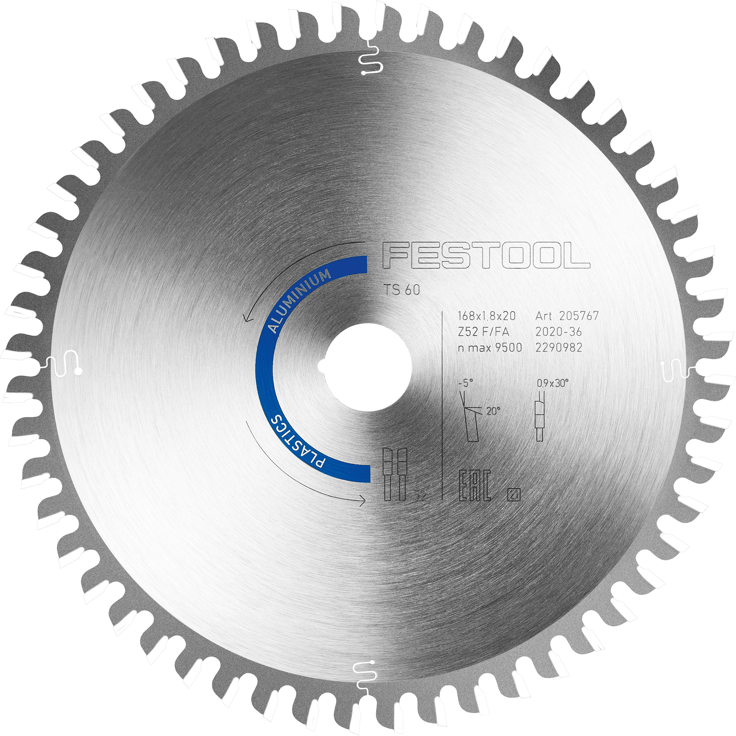 product: Festool Aluminum Saw Blade 52T - TS 60 shown