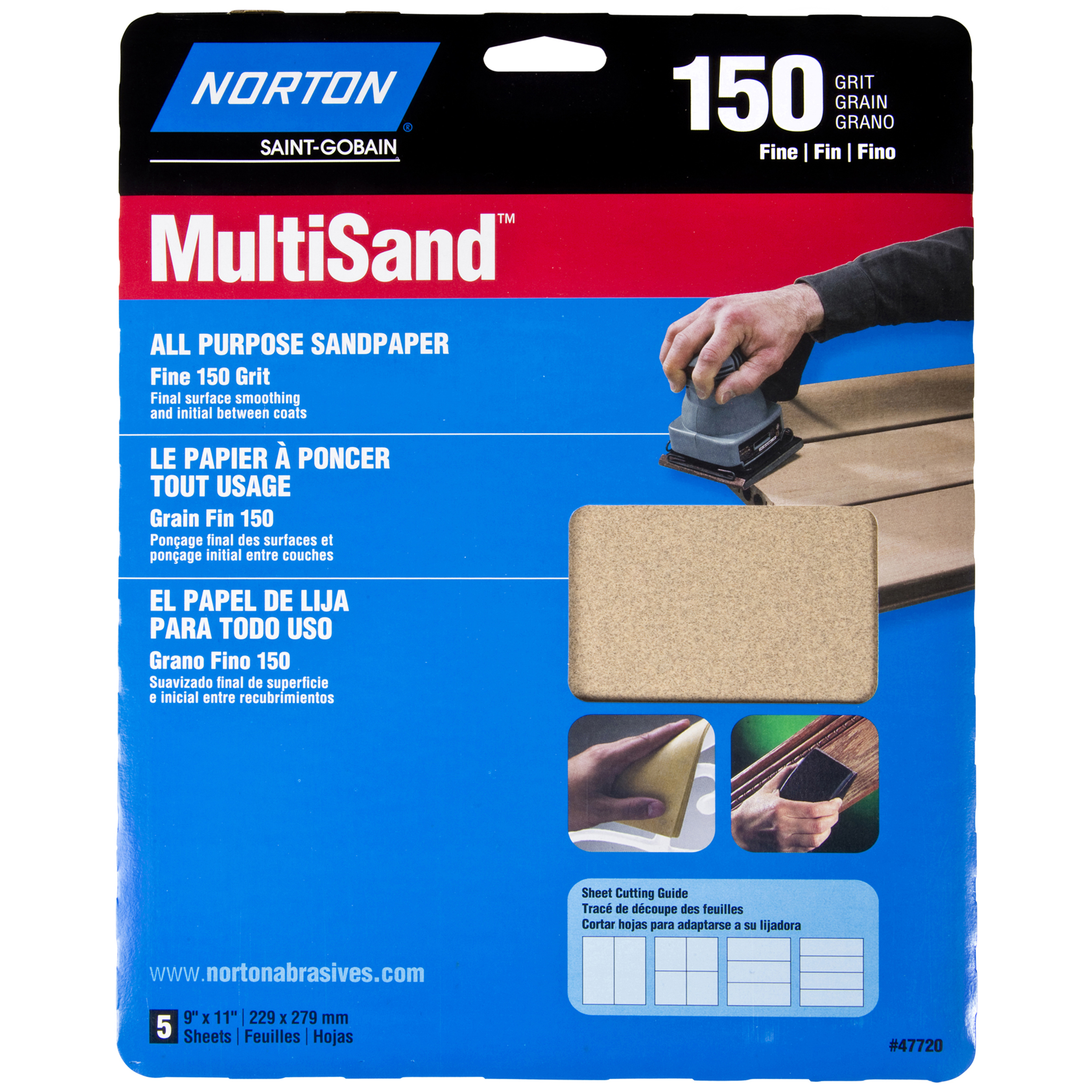 9" X 11" All Purpose Sandpaper, 150 Grit