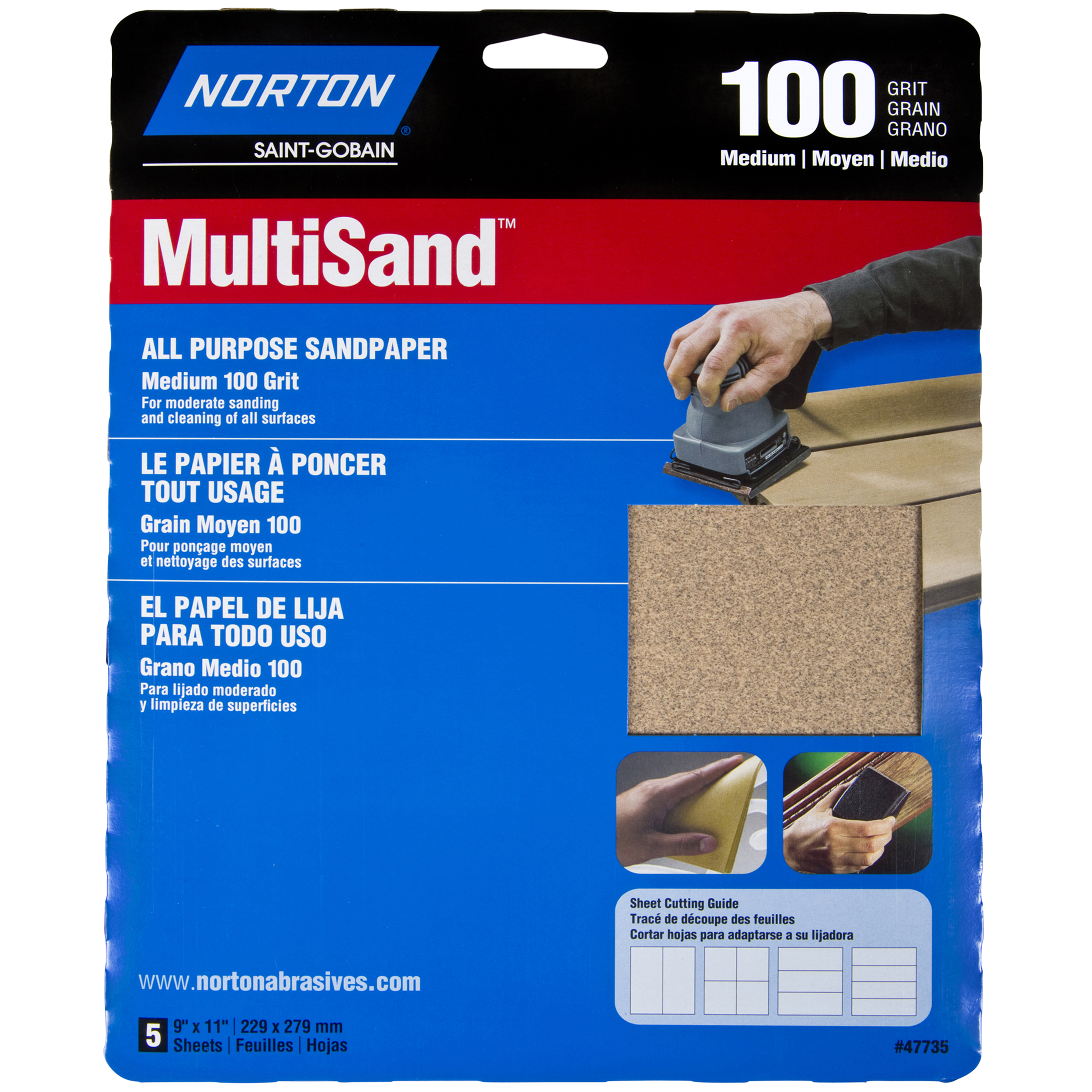 9" X 11" All Purpose Sandpaper, 100 Grit