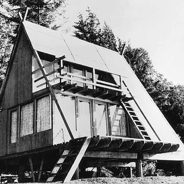 Woodworking Project Paper Plan To Build A-frame Cabin, Plan No. 381
