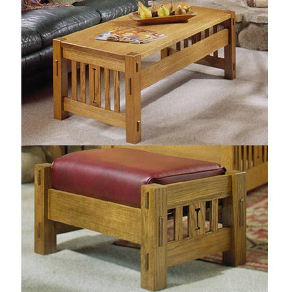 product: Wood Magazine Woodworking Project Paper Plan to Build Arts and Crafts Coffee Table and Ottoman shown