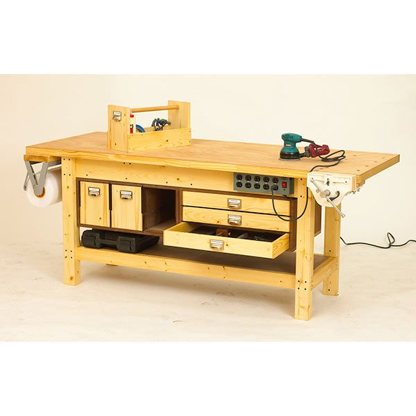 product: Wood Magazine Woodworking Project Paper Plan to Build Basic Workbench and 6 Ways to Beef It Up shown
