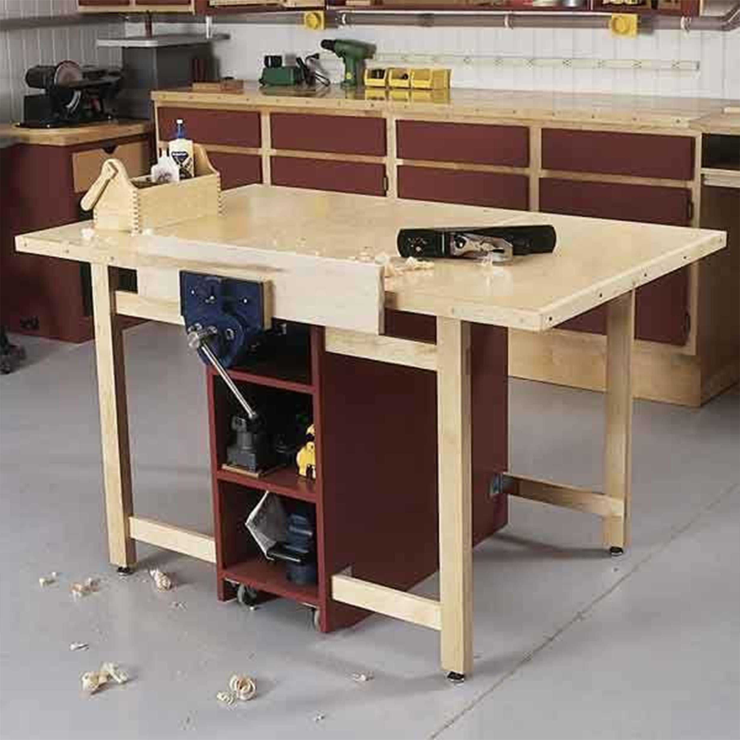 product: Wood Magazine Downloadable Woodworking Project Plan to Build Drop-Leaf Workbench shown