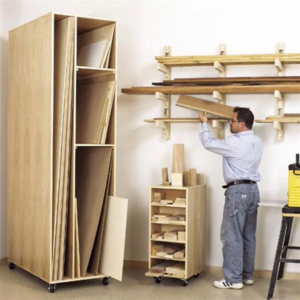 product: Wood Magazine Woodworking Project Paper Plan to Build Triple-Threat Storage for Lumber, Scraps and Sheet Goods shown