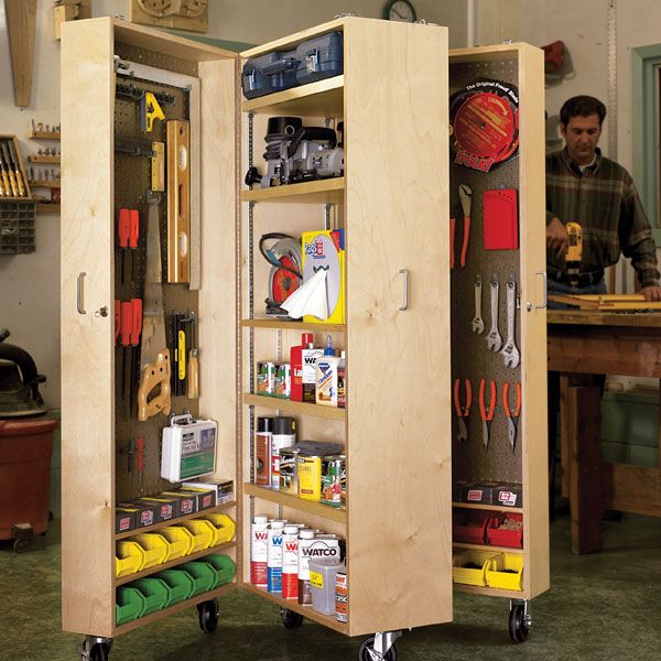 product: Wood Magazine Woodworking Project Paper Plan to Build Mobile Tool Cabinet shown
