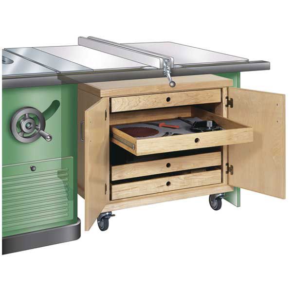 product: Wood Magazine Woodworking Project Paper Plan to Build Tablesaw Accessories Cabinet shown