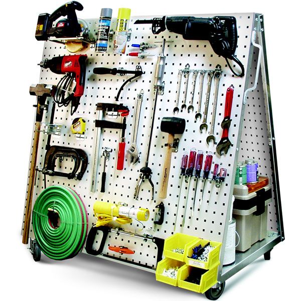 Mobile Tool Cart With Locboard Steel Square Hole Peg Board