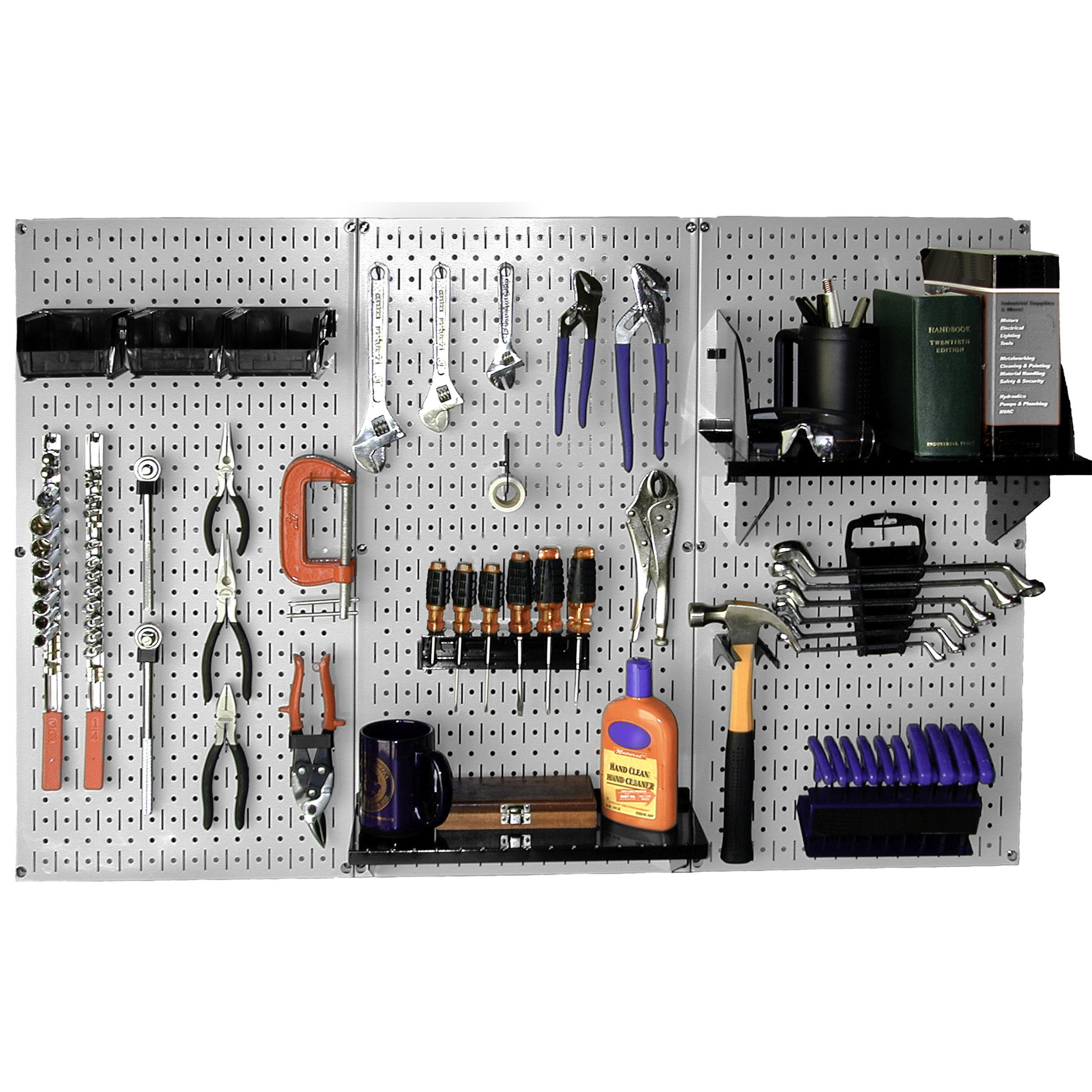 Steel Pegboard, Standard Workbench Kit In Gray With Black Accessories