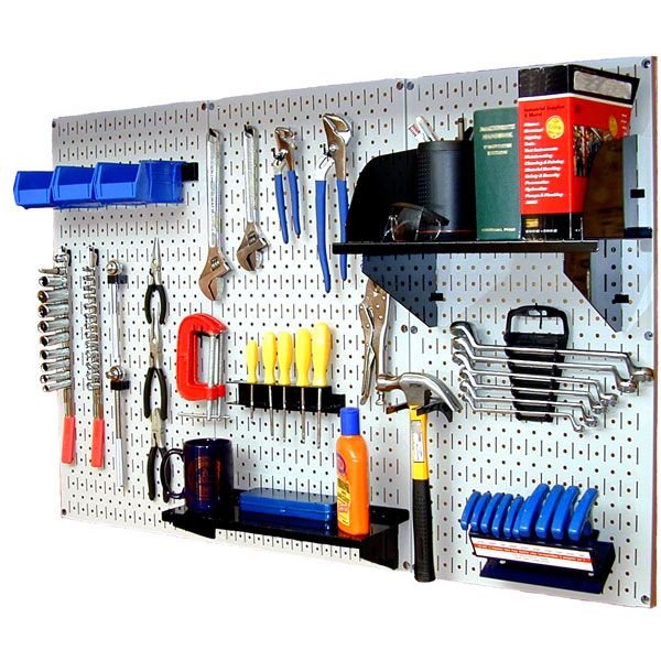 Steel Pegboard, Standard Workbench Kit In White With Black Accessories