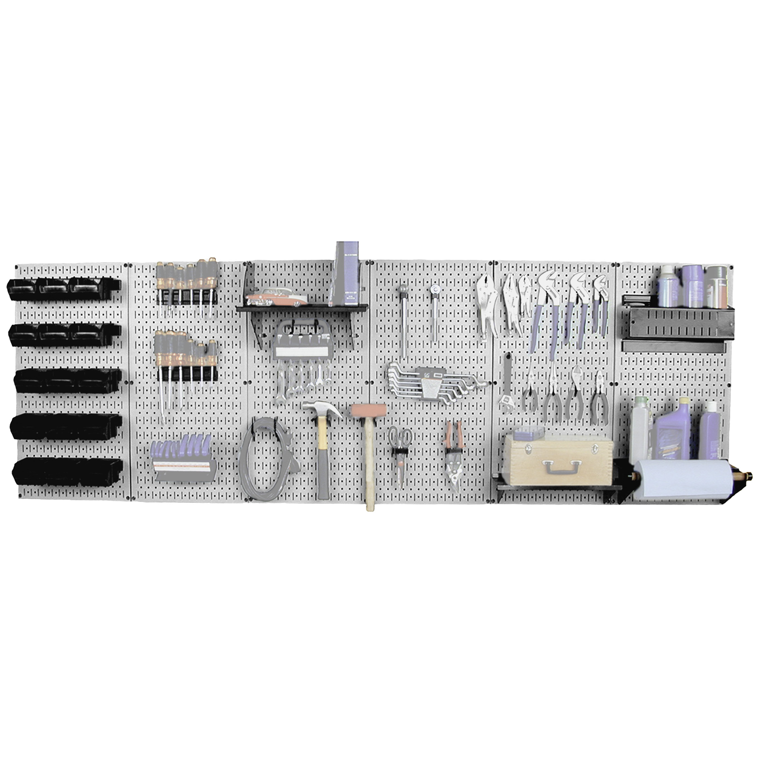 Steel Pegboard, Master Workbench Kit In Gray With Black Accessories, 8