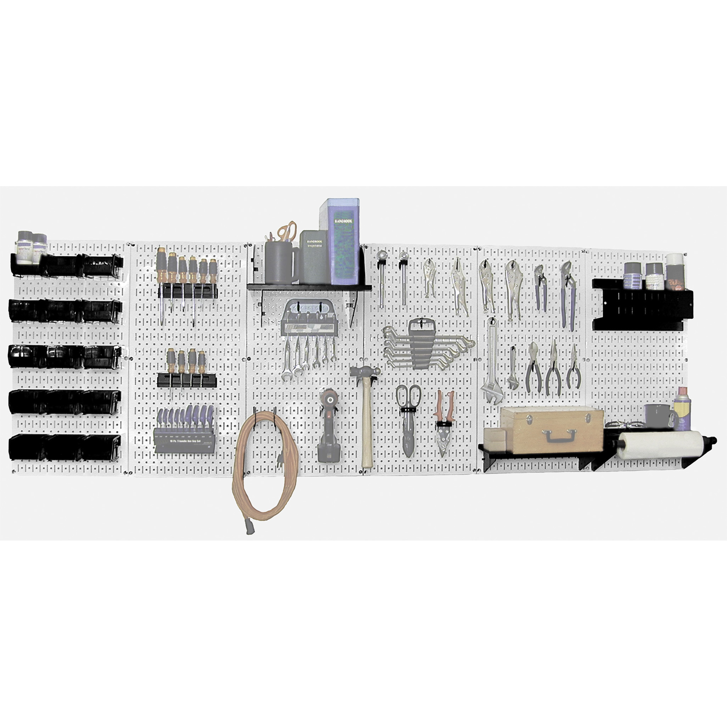 Steel Pegboard, Master Workbench Kit In White With Black Accessories, 8