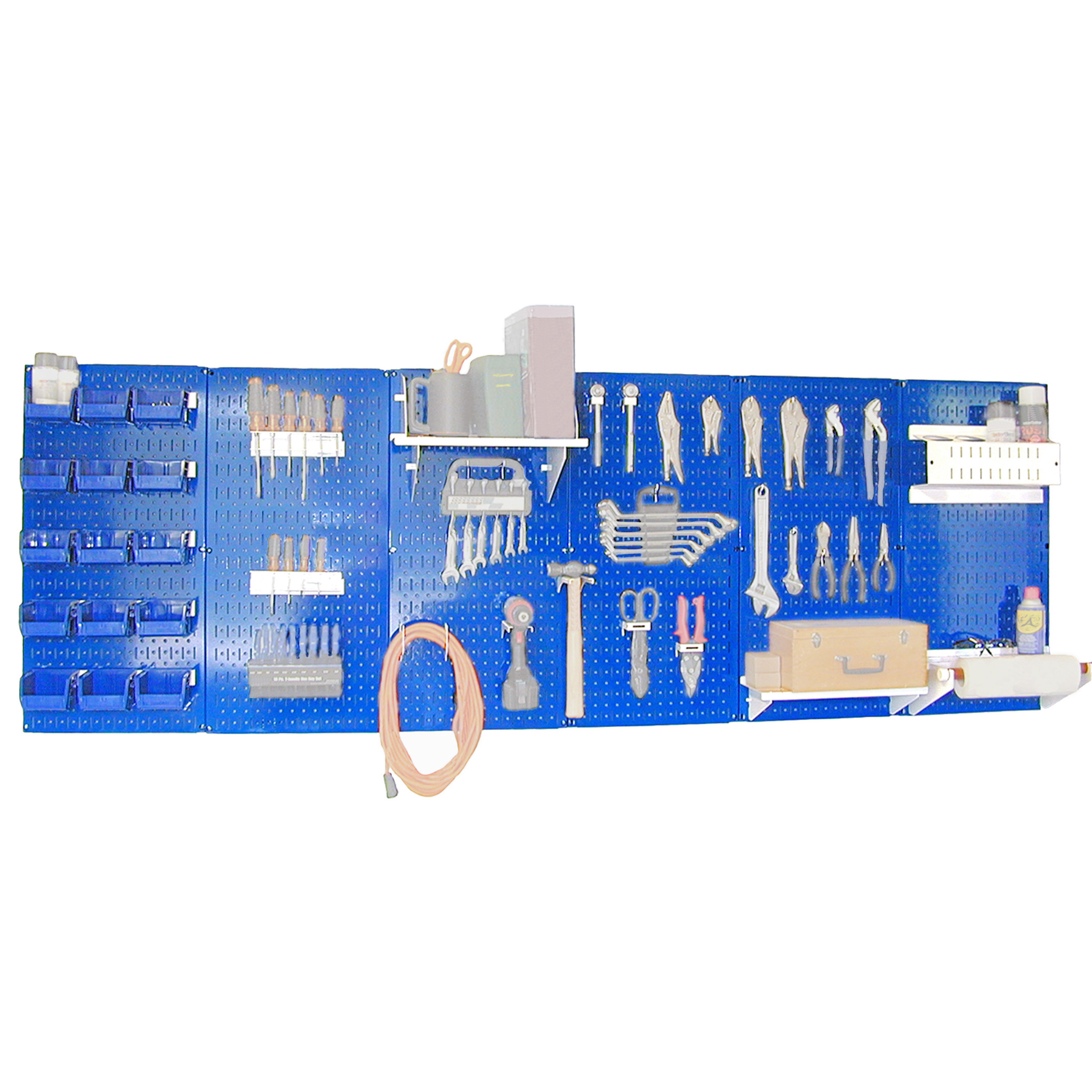 Steel Pegboard, Master Workbench Kit In Blue With White Accessories, 8