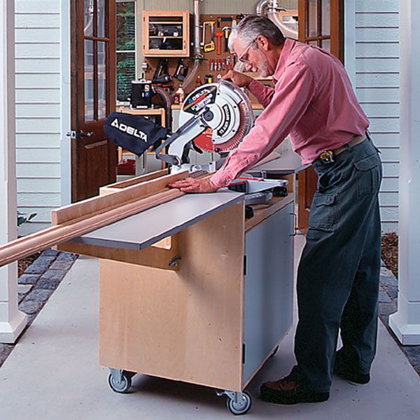 product: Wood Magazine Woodworking Project Paper Plan to Build Mobile Mitersaw Center shown