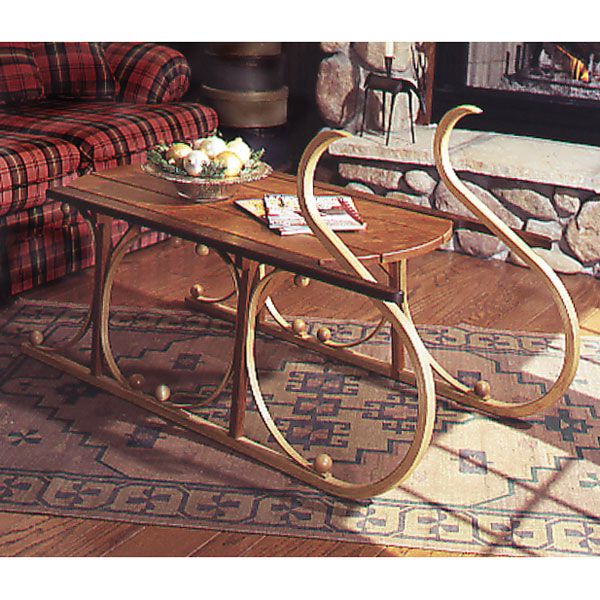 product: Wood Magazine Woodworking Project Paper Plan to Build Yuletide Sleigh Coffee Table shown