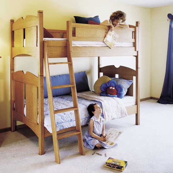 product: Wood Magazine Woodworking Project Paper Plan to Build Kid's Oak Bunk Beds shown