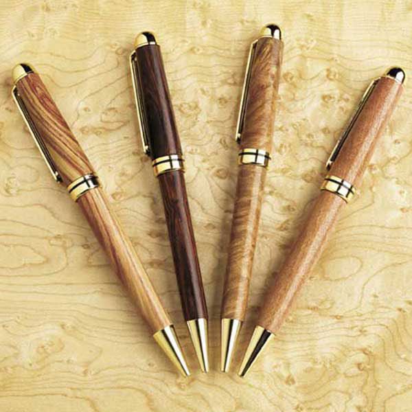 product: Wood Magazine Woodworking Project Paper Plan to Build Turned Writing Pens shown