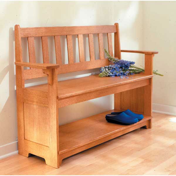 product: Wood Magazine Woodworking Project Paper Plan to Build Sit-a-Spell Hall Bench shown