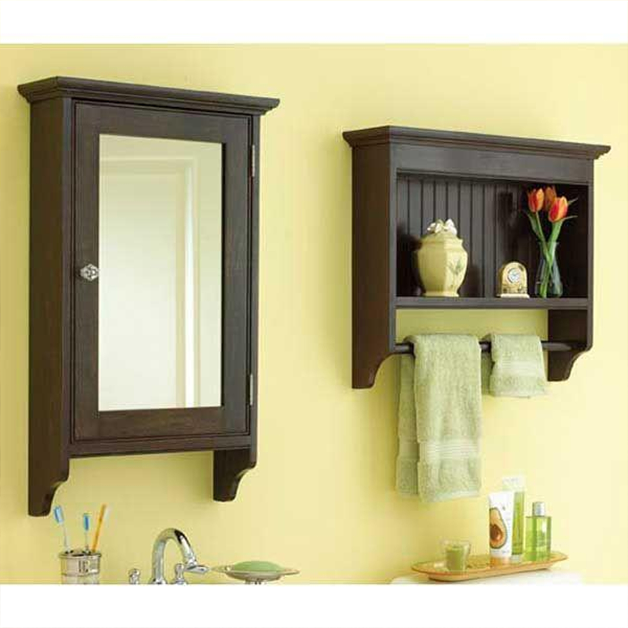 product: Wood Magazine Downloadable Woodworking Project Plan to Build Matching Bathroom Cabinets shown