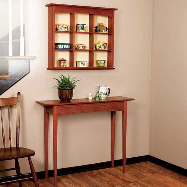 product: Wood Magazine Woodworking Project Paper Plan to Build Curio Shelf and Hall Table shown
