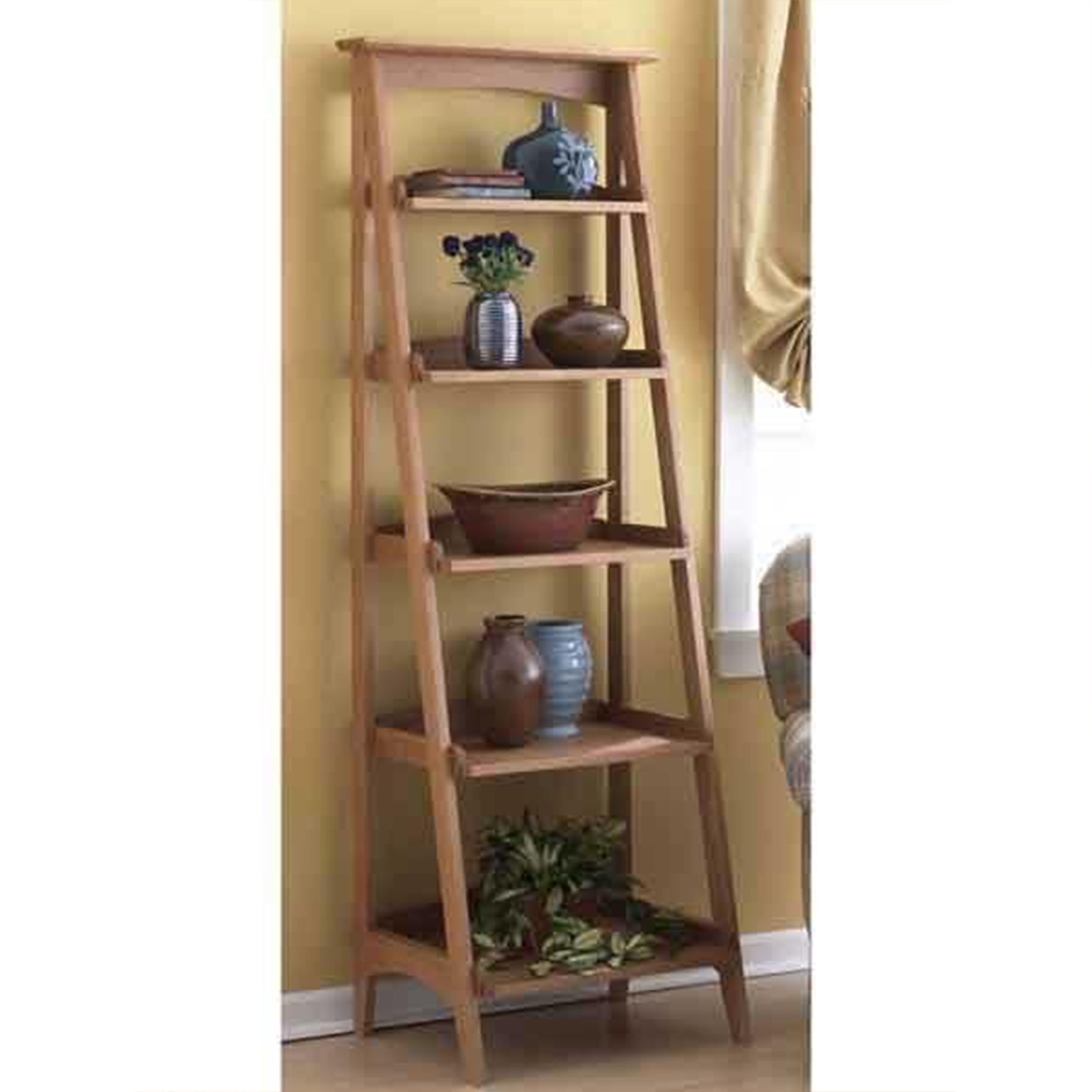 product: Wood Magazine Downloadable Woodworking Project Plan to Build Shelves with a Fresh Slant shown