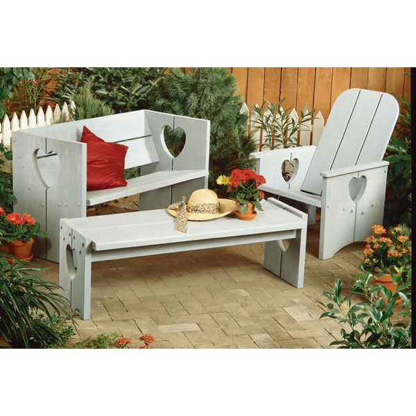 product: Wood Magazine Woodworking Project Paper Plan to Build Bench, Chair, and Table shown