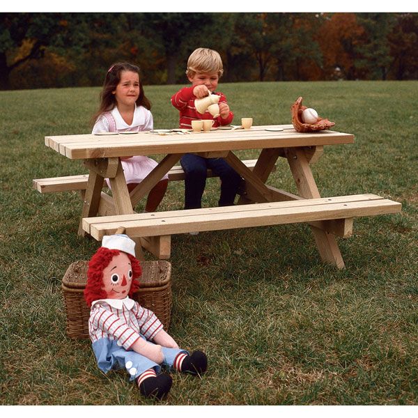 product: Wood Magazine Woodworking Project Paper Plan to Build Kid's Picnic Table shown