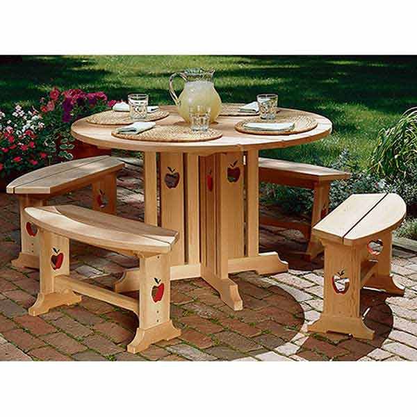 product: Wood Magazine Woodworking Project Paper Plan to Build Apple Patio Table & Benches shown