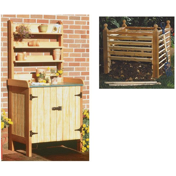 Woodworking Project Paper Plan To Build Potting Table & Compost Bin