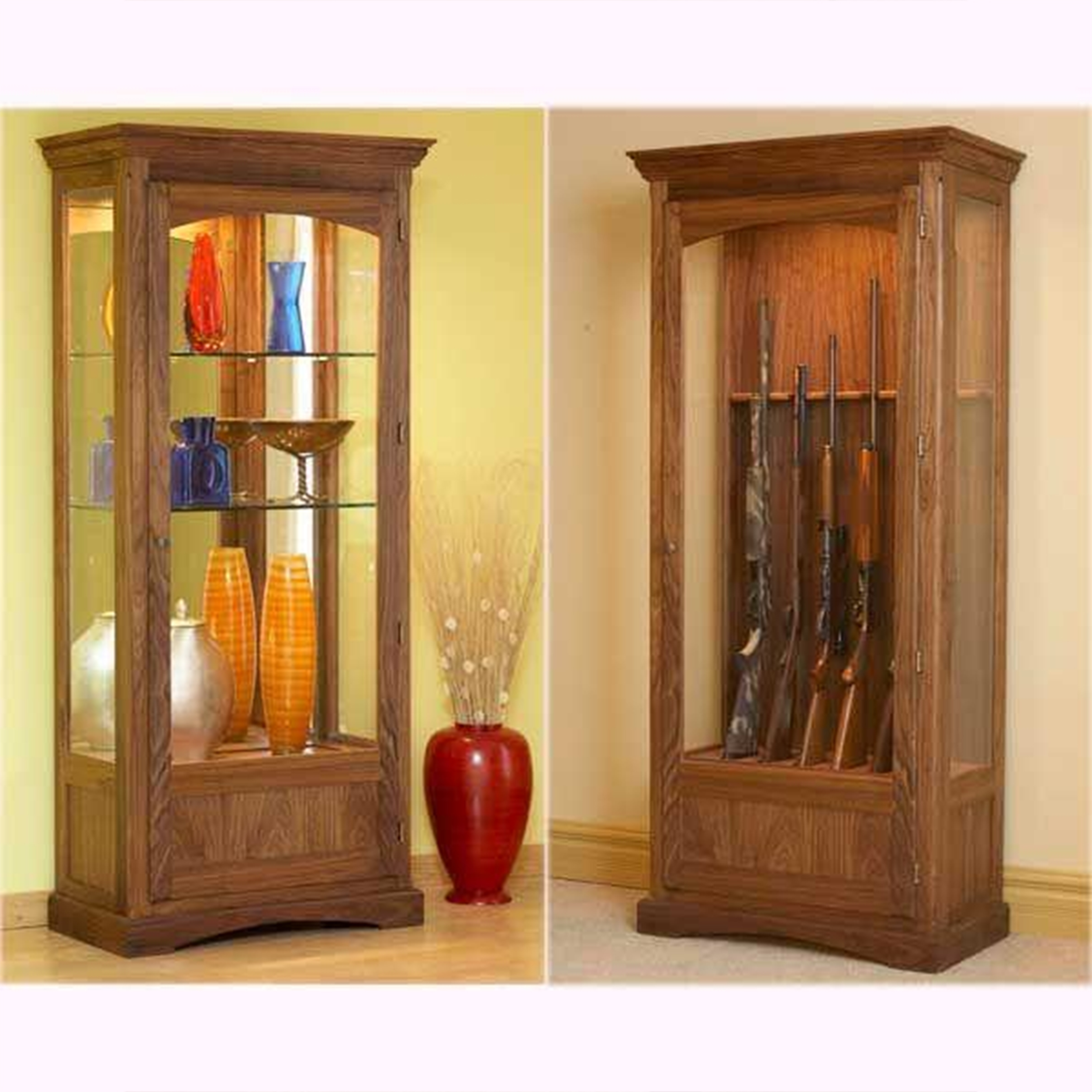 product: Wood Magazine Downloadable Woodworking Project Plan to Build Convertible Display and Gun Cabinet shown