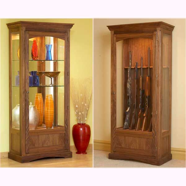 product: Wood Magazine Woodworking Project Paper Plan to Build Convertible Display and Gun Cabinet shown