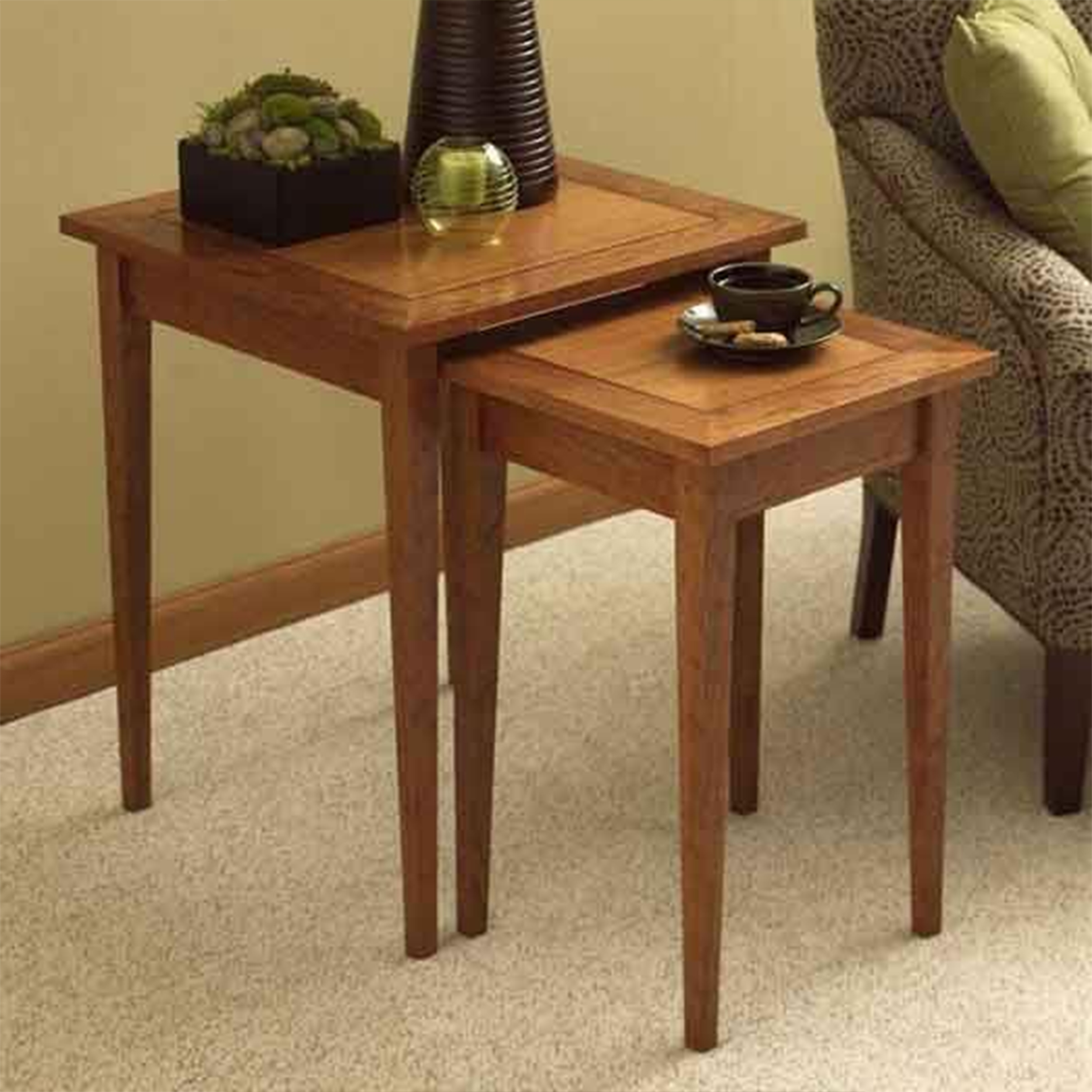 product: Wood Magazine Downloadable Woodworking Project Plan to Build Perfect-Pair of Nesting Tables shown