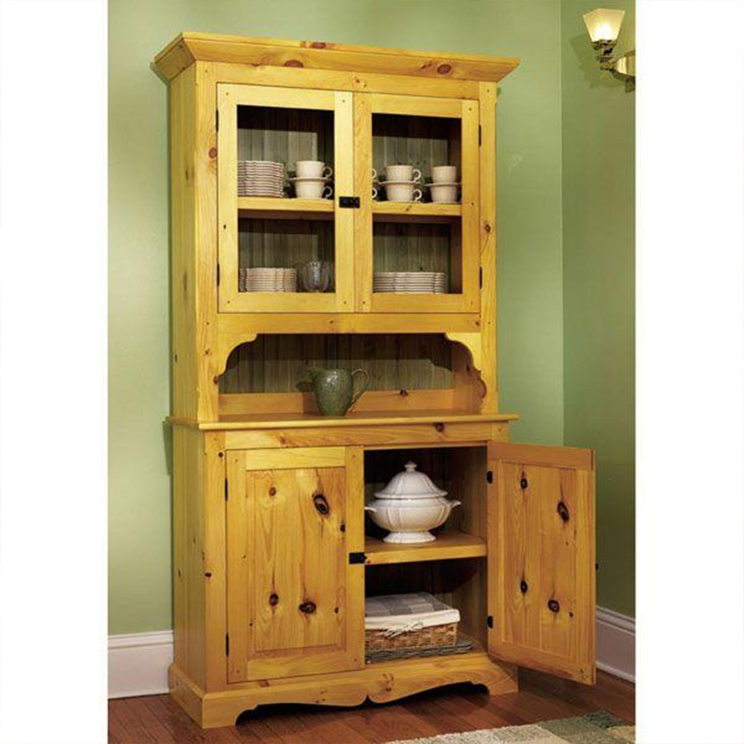 product: Wood Magazine Downloadable Woodworking Project Plan to Build Heirloom Pine Hutch shown