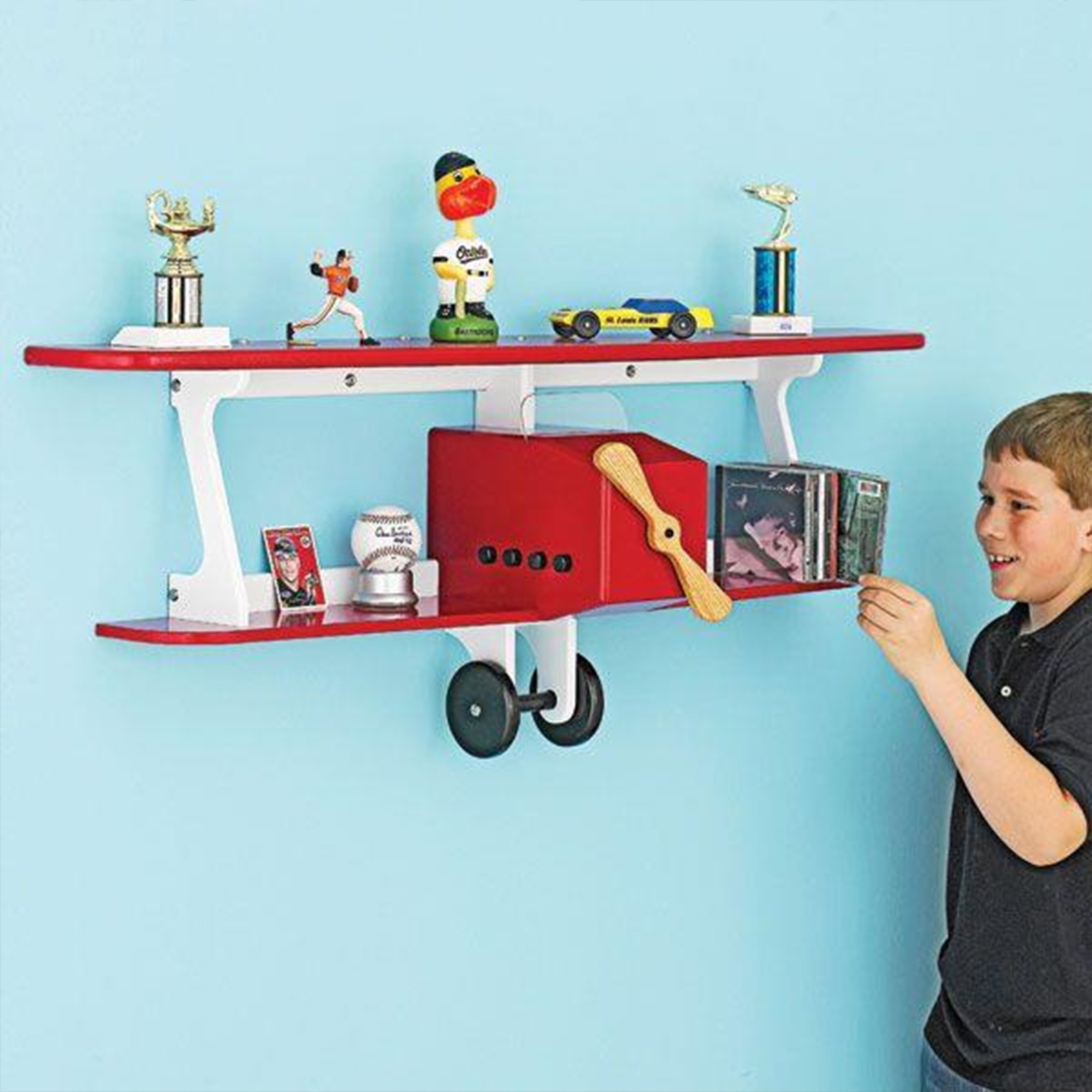 product: Wood Magazine Downloadable Woodworking Project Plan to Build Plane-fun Kids Shelf shown
