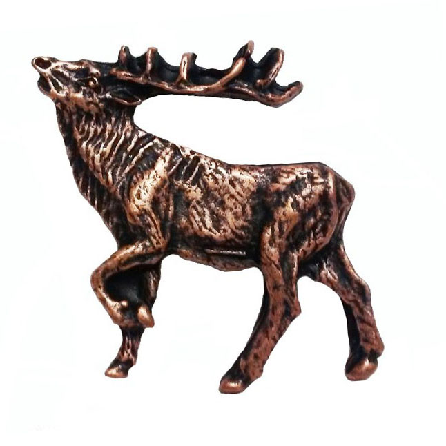 product: Buck Snort Lodge Walking Elk Pull Left Antique Copper Model 051AC shown