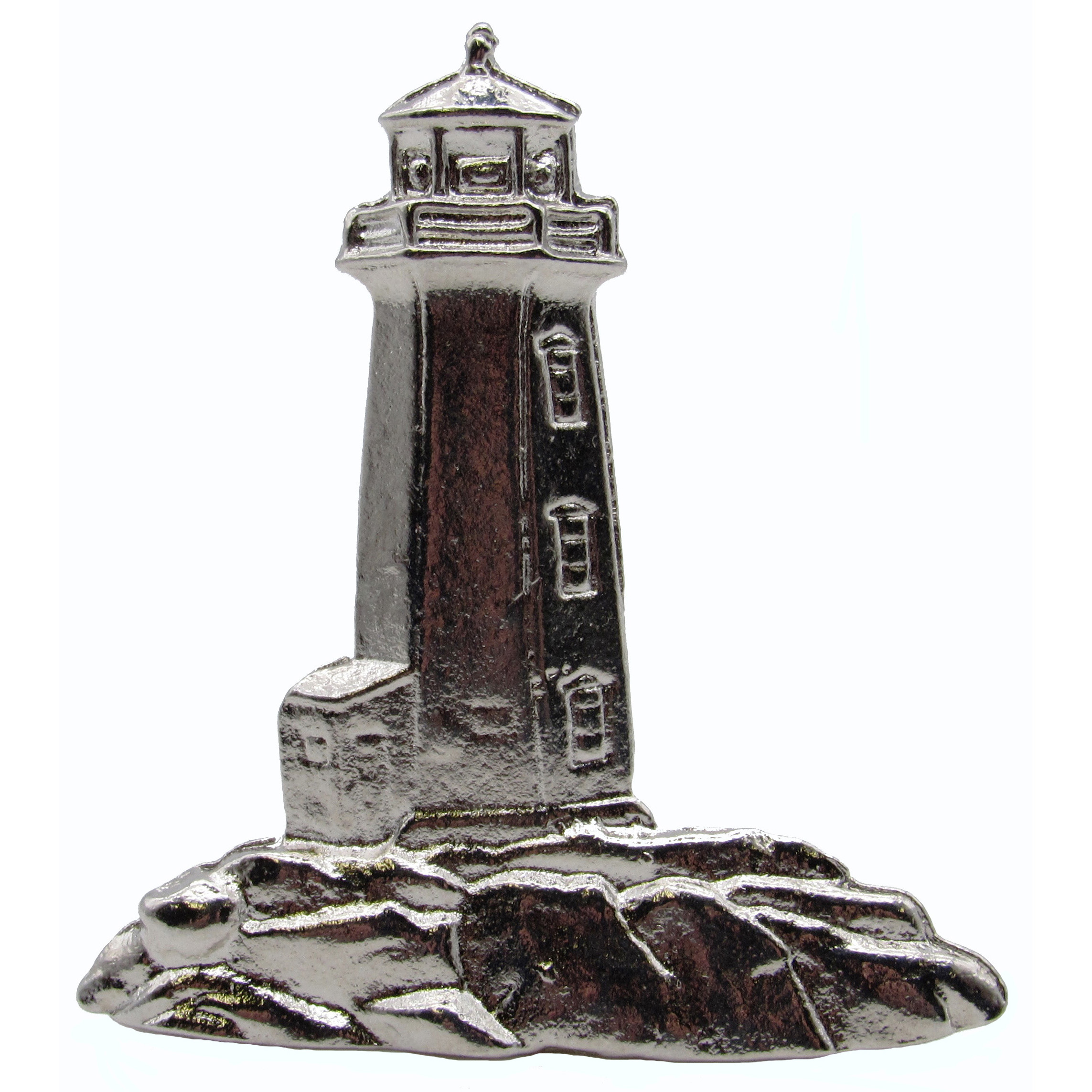 product: Buck Snort Lodge Stand Alone Lighthouse Pull, Nickel, Model 125N shown