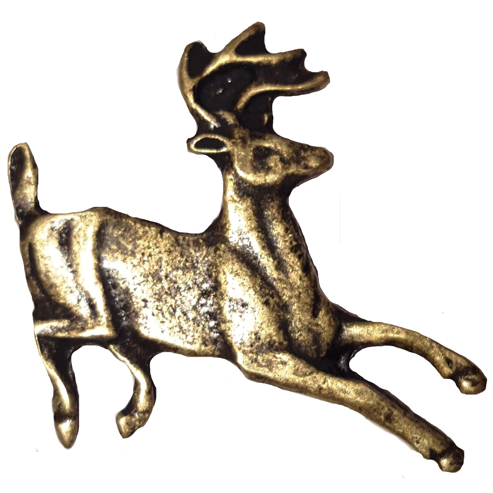 Running Whitetail Deer Pull, Antique Brass, Model 128ab