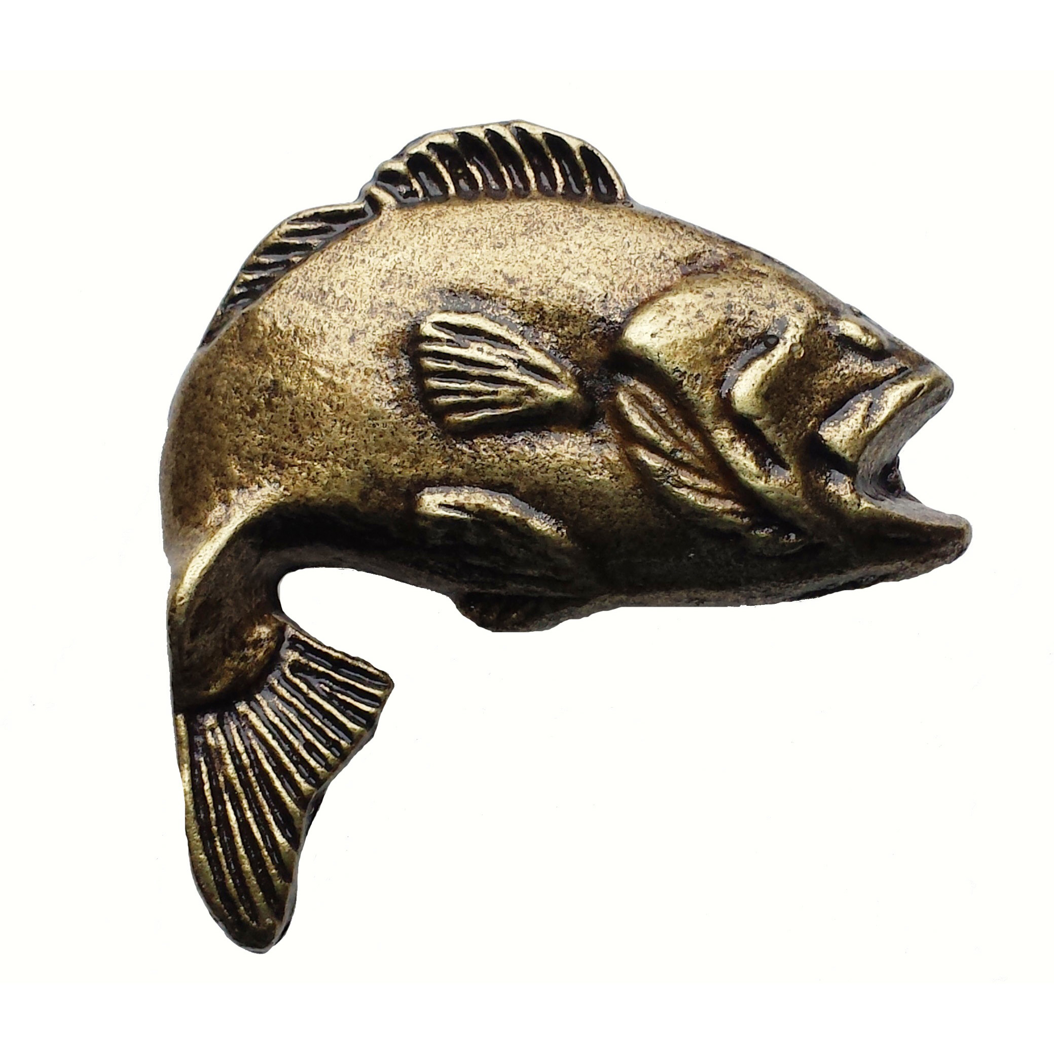 product: Buck Snort Lodge Big Bass Pull, Antique Brass, Model 151AB shown