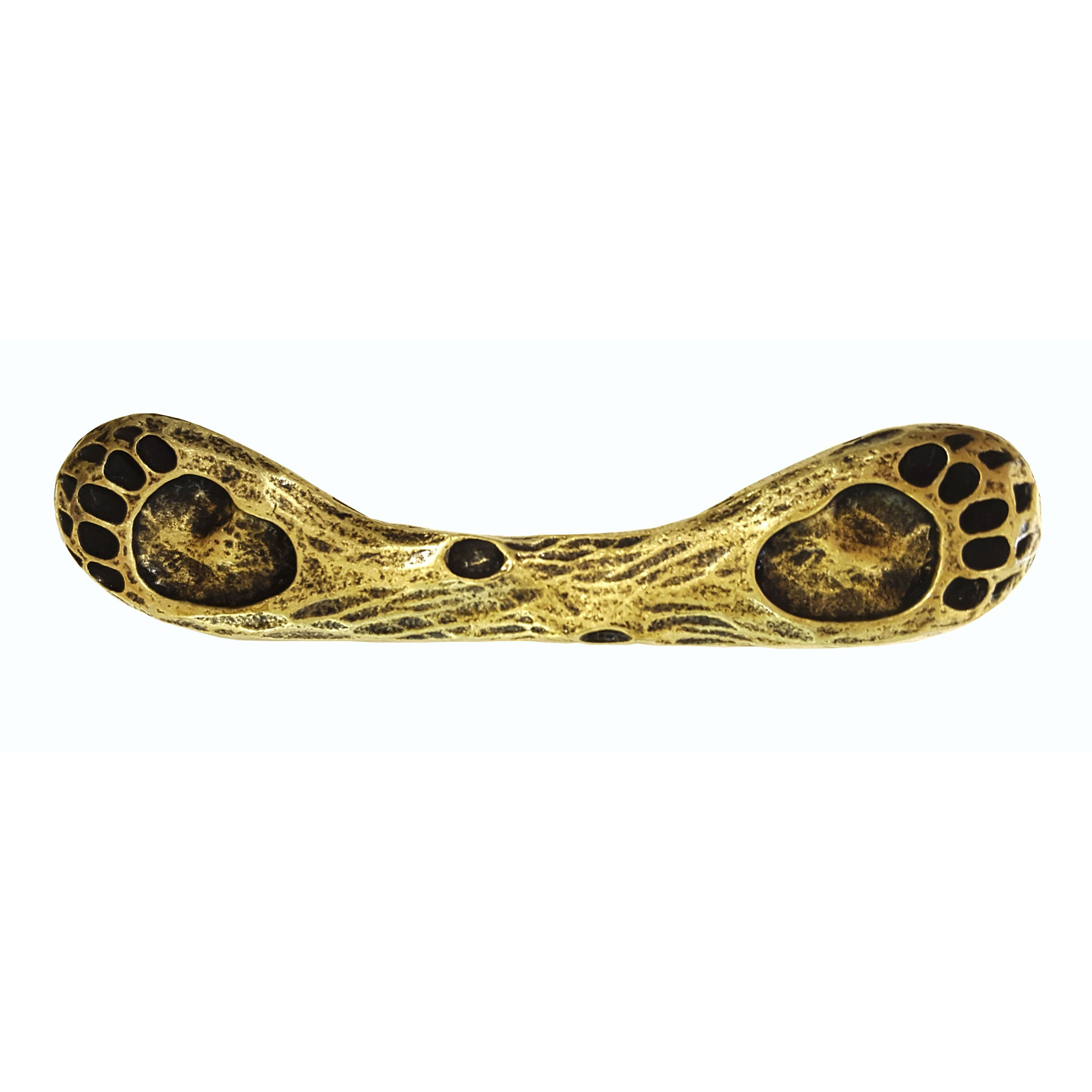 product: Buck Snort Lodge Dual Bear Track Pull, Antique Brass, Model 169AB shown