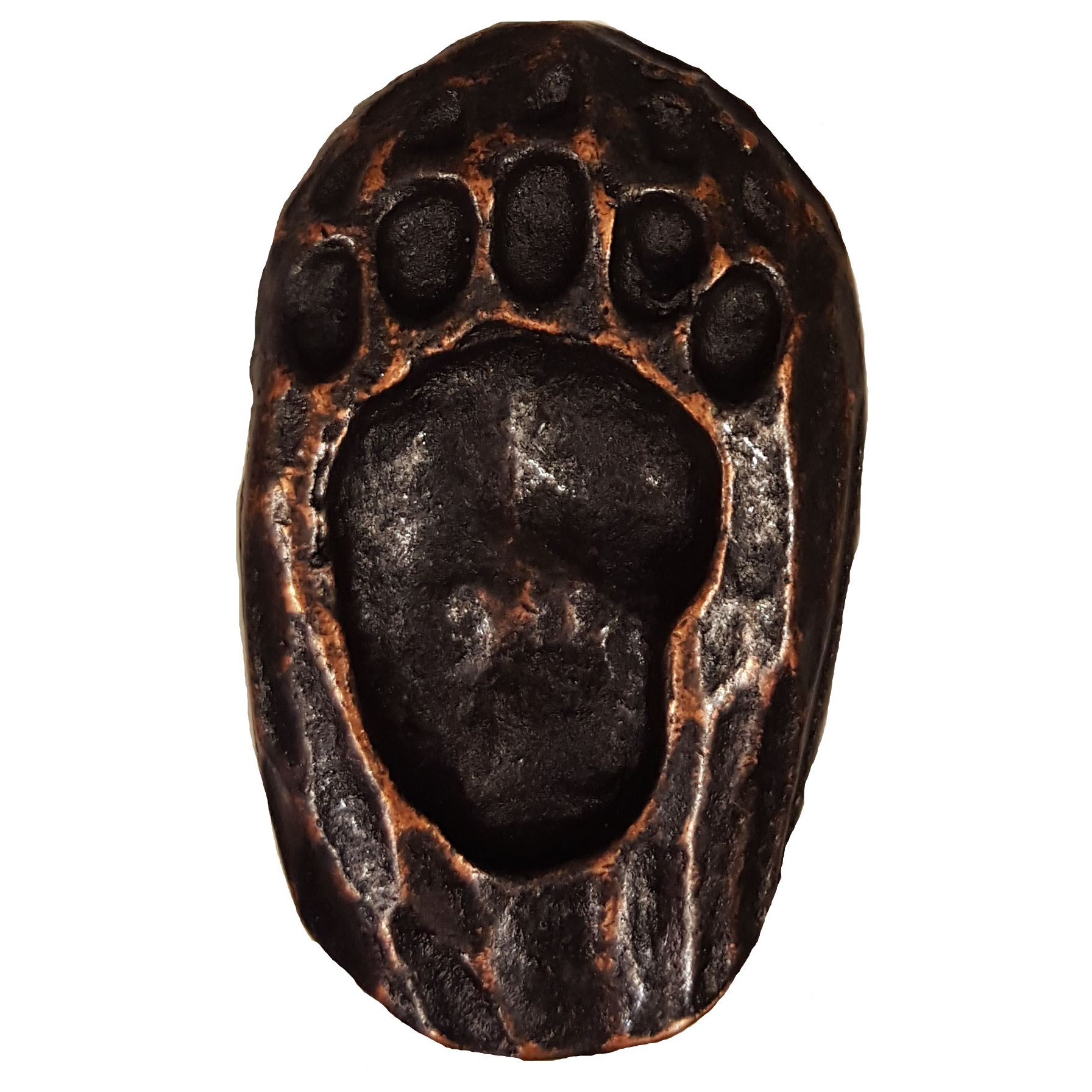 product: Buck Snort Lodge Single Bear Track Pull, Right, Oil Rubbed Bronze, Model 170ORB shown