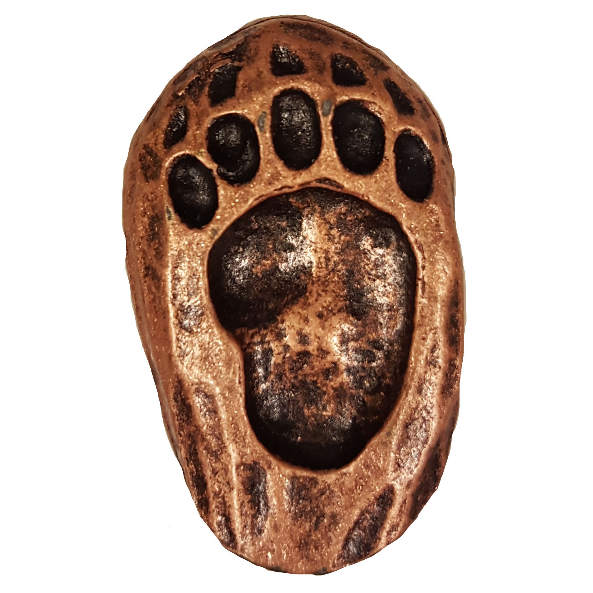 product: Buck Snort Lodge Single Bear Track Pull, Left, Antique Copper, Model 171AC shown